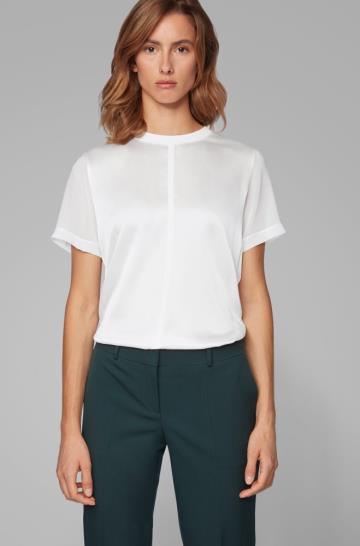 Koszulki BOSS Regular Fit Białe Damskie (Pl26193)